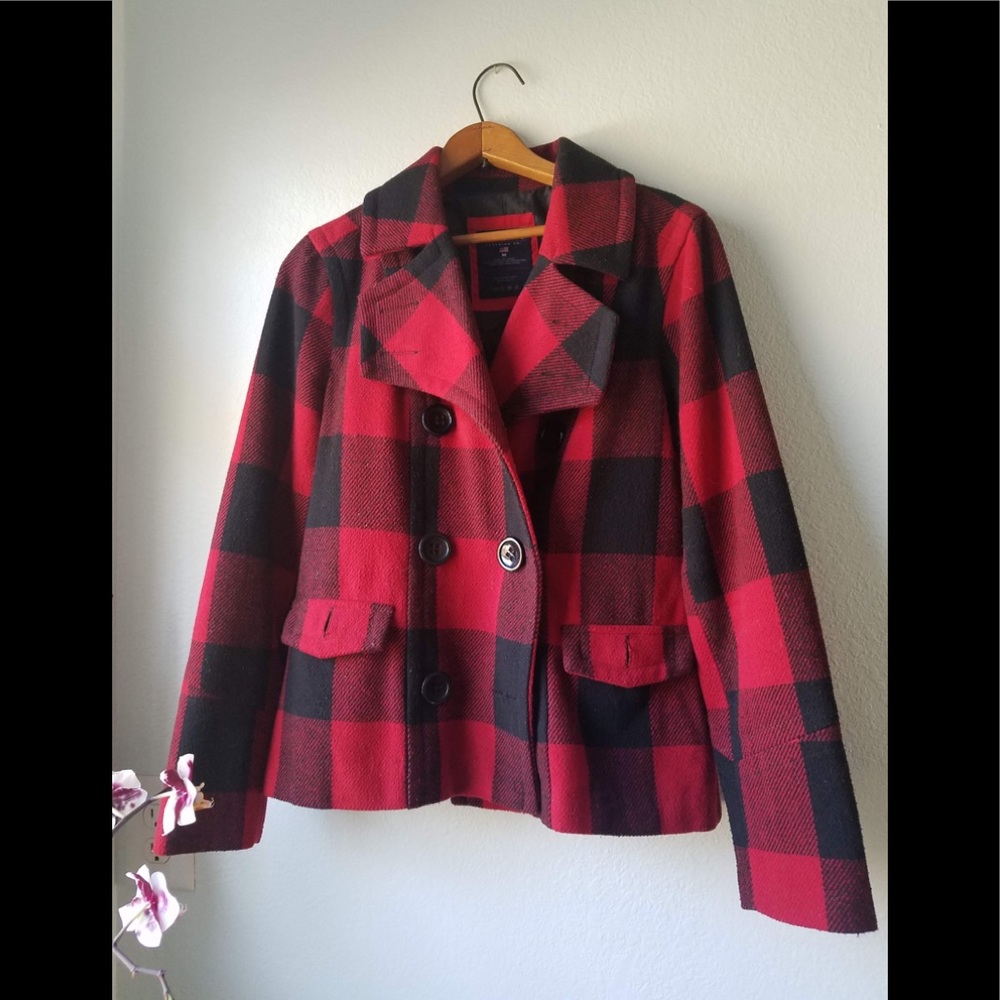 Plaid pea coat